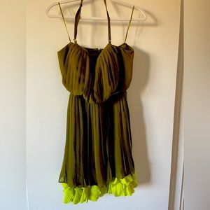 Jessica Simpson strapless / halter pleated ruffle dress